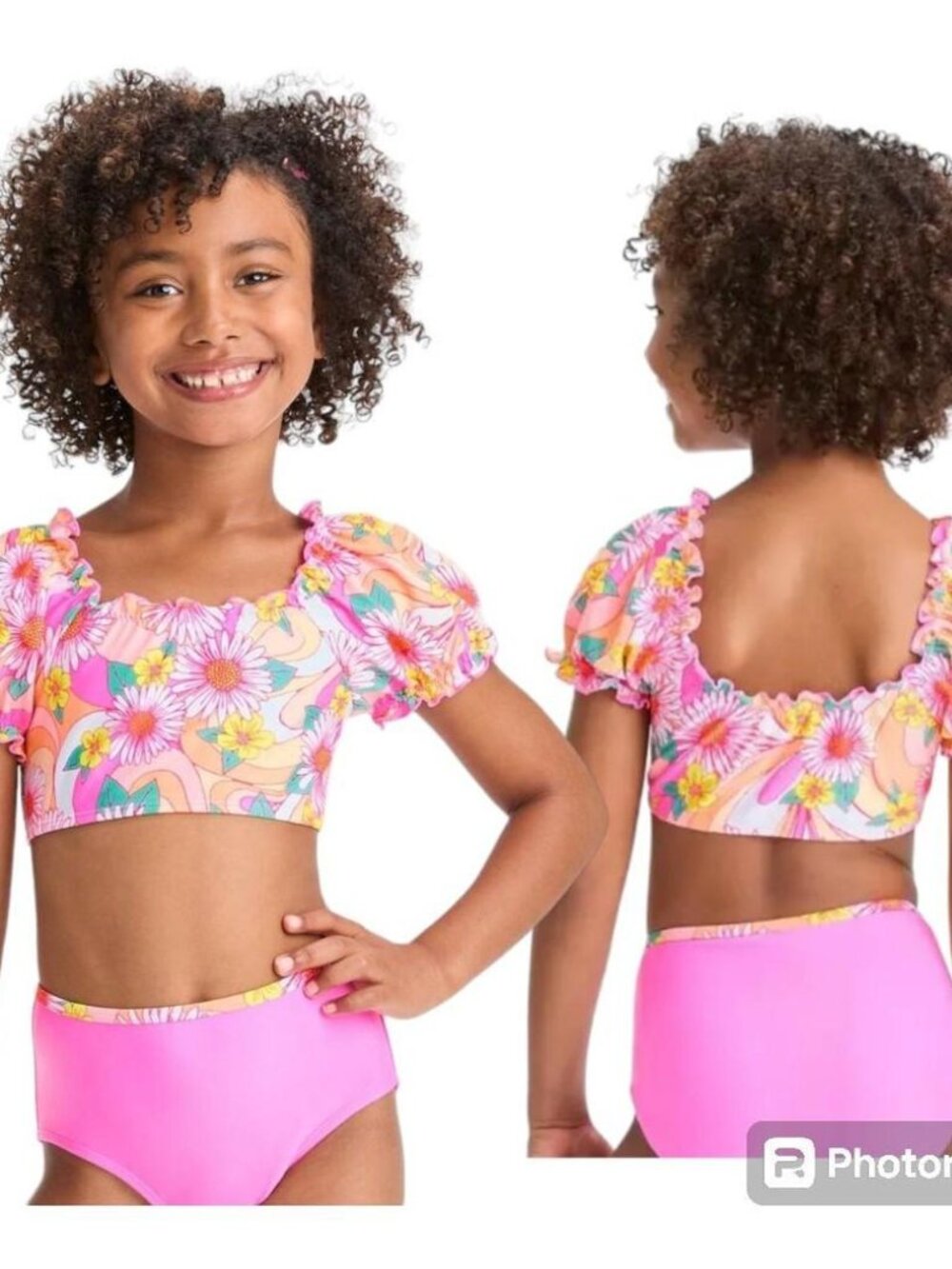 Cat & Jack Girls' Daisy Swirls Bikini Set- Sz S